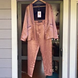 Rose Gold Satin Shiny Stunning Suit Set ASOS Barbiecore Barbie
